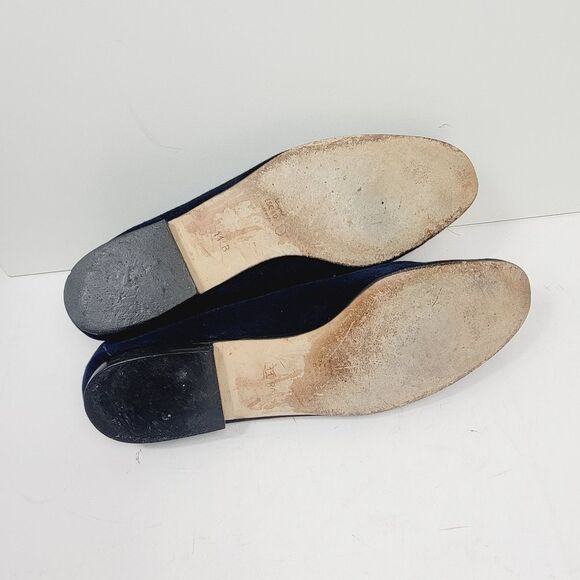 Escada Midnight Blue Signature 'E'  Velour Moccasin Loafers Size 11 - Picture 8 of 10
